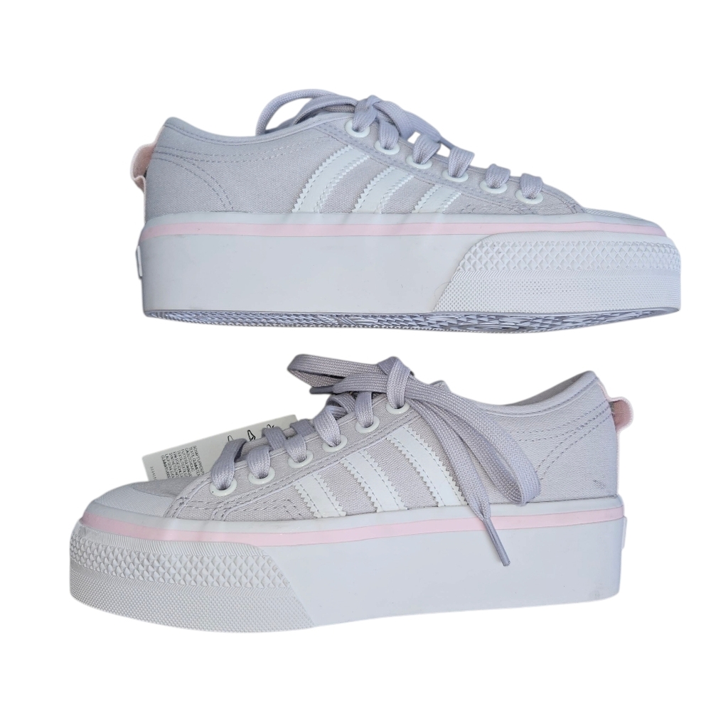 Addidas Women's Casual Platform Sneakers - Purple and Pink Nizza Size 5 NWT